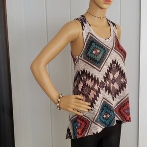 STYLEHOLIC - Tribal Aztec Tank Small Hi Low Geometric T06